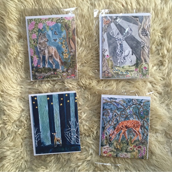 Wildflower Co. Other - Wildflower Co. Art Greeting Cards Pack of 4 “In the Forest” Collection